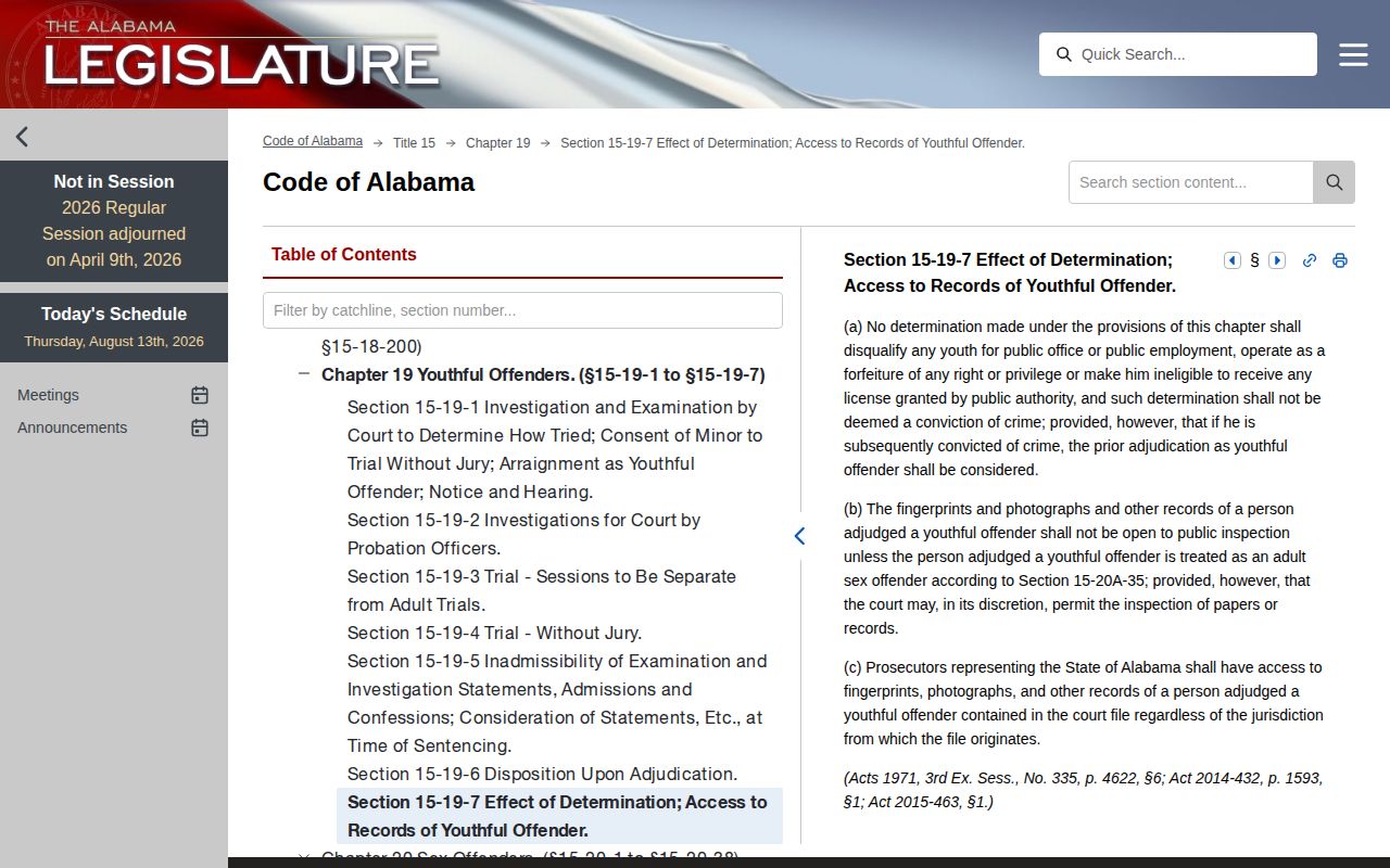 Alabama youthful-offender confidentiality law affecting Lamar County warrant photographs