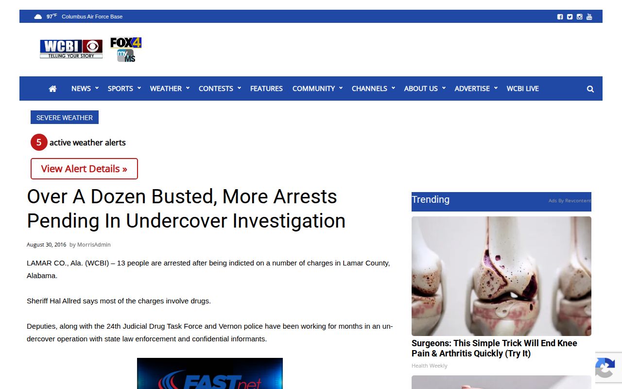 WCBI Lamar County arrest news report naming Millport Police participation